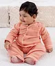 A Toddler Thing 100% Muslin Knit Full Sleeves Solid Night Suit Set - Peach