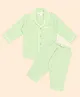 A Toddler Thing 100% Crinkled Muslin Knit Full Sleeves Solid Night Suit Set - Green