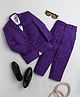 Jeet Ethnics Knit Full Sleeves Window Pane Checked 4 Piece Party Suit Set With Bow - Navy Blue