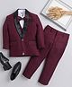 Jeet Ethnics Knit Full Sleeves Solid 4 Piece Party Suit Set With Bow - Maroon