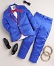 Jeet Ethnics Knit Full Sleeves Solid 4 Piece Party Suit Set With Bow - Blue