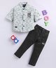 LTZ CLUB Cotton Blend Woven Full Sleeves Abstract Embroidery Printed Shirt & Pant Set - Green