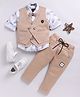 LTZ CLUB Cotton Blend Woven Full Sleeves Abstract Printed 3 Piece Party Suit Set With Bow - Cream