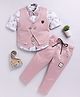 LTZ CLUB Cotton Blend Woven Full Sleeves Abstract Printed 3 Piece Party Suit Set With Bow - Pink