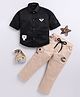 LTZ CLUB Cotton Blend Knit Full Sleeves Abstract Printed Shirt & Pant Set - Black