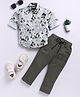 LTZ CLUB Cotton Blend Woven Full Sleeves Abstract Printed Shirt & Pant Set - Olive Green