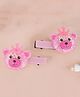 Yellow Bee Cute Teddy Bear Applique Detailed Alligator Clips - Pink