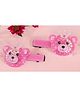 Yellow Bee Cute Teddy Bear Applique Detailed Alligator Clips - Dark Pink