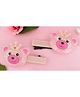 Yellow Bee Cute Teddy Bear Applique Detailed Alligator Clips - Peach
