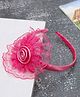 Yellow Bee Floral Applique Detailed Stone Embellished Hair Band - Pink