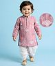 EARTHY TOUCH Muslin Woven Full Sleeves Kurta Dhoti Set with Embroidery - Pink