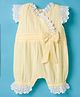 ToffyHouse Cotton Knit Frill Sleeves Solid Romper With Bow Applique - Yellow