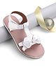 Pine Kids Sandals With Velcro Closure & Bow Applique - Golden