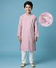 EARTHY TOUCH Woven Full Sleeves Embroidered Kurta Pajama Set - Lavender