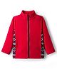 CrayonFlakes Polar Fleece Knit Full Sleeves Placement Geometric Designed Light Winter Sweatjacket - Red