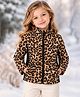 CrayonFlakes Polar Fleece Knit Full Sleeves  Animal Printed Light Winter Sweatjacket - Brown