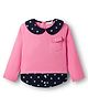 CrayonFlakes Cotton Knit Full Sleeves Polka Dots Printed  Pre Winter Twofer Style Sweatshirt - Pink