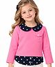 CrayonFlakes Cotton Knit Full Sleeves Polka Dots Printed  Pre Winter Twofer Style Sweatshirt - Pink