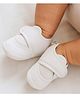 Neska Moda Colour Blocked Velcro Closure Booties - White & Grey