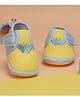 Neska Moda Butterfly Patch Detailed Velcro Closure Booties - Yellow & Sky Blue