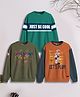 3PIN Knit Pack Of 3 Full Sleeves Space Theme & Typography Printed Light Winter Sweatshirts - Multi Colour