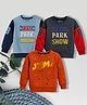 3PIN Knit Pack Of 3 Full Sleeves Typography Printed Light Winter Sweatshirts - Multi Colour