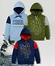 3PIN Knit Pack Of 3 Full Sleeves Colour Blocked & Typography Printed Light Winter Hooded Sweatshirts - Multi Colour
