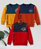 3PIN Cotton Knit Pack Of 3 Full Sleeves Colour Blocked & Typography Printed Light Winter Sweatshirts - Multi Colour