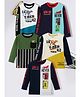 3PIN Cotton Knit Pack Of 5 Full Sleeves Typography & Animal Printed Tees - Multi Colour