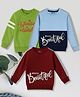 3PIN Knit Pack Of 3 Full Sleeves Colour Blocked & Typography Printed Light Winter Sweatshirts - Multi Colour