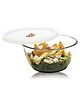 Signoraware Borosilicate Glass Mixing Bowl With Lid & Steam Release Knoob | Microwave Safe | Heat Resistant | Direct Fridge To Oven | Ideal For Storing , Reheating & Serving ( Clear | 500 ml )