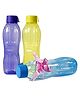 Signoraware 1Litres Aqua Fresh BPA Free Plastic Water Bottle, Food Grade, Ergonomic Latest Style For Kids Adults Office School, Wide Mouth (1000 mL, Set Of 3 Free, Assorted Colors)