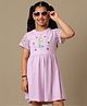 Kidsville Cotton Knit Disney Frozen Featuring Half Sleeves Elsa Printed Dress - Purple
