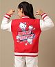 Kidsville Knit Hello Kitty Featuring Full Sleeves Character Printed Varsity Jacket - Red & Off White