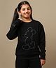 Kidsville Knit Mickey & Friends Featuring Full Sleeves Character Printed Winter Sweatshirt - Black