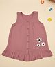 A Toddler Thing 100% Muslin Woven Sleeveless Floral Applique Detailed Dress - Mauve