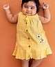 A Toddler Thing 100% Muslin Woven Sleeveless Floral Applique Detailed Dress - Yellow