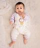 A Toddler Thing Cotton Woven Full Sleeves Lion Printed Romper - Lilac & White