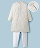 EARTHY TOUCH Cotton Woven Full Sleeves Kurta Pyjama Set With Floral Embroidery - White