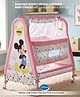 Babyhug Disney Mickey & Friends Baby Cradle with Mosquito Net & Storage Smooth Noise-free Swing| Wheels with Lock| Breathable Mesh Widow| Sturdy Frame| 024 Months| Tool Free Assembly - Pink