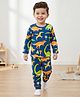 Babyhug Cotton Knit Full Sleeves Co-ords Night Suit With Dino Print - Navy Blue