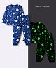 Babyhug Cotton Knit Full Sleeves Co-ords T-Shirt & Pajama Night Suit with Star Print - Navy Blue