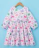 Tweetoons Knit Full Sleeves Dress with Floral & Butterfly Print - Light Pink
