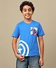 Kidsville Cotton Knit Marvel Featuring Half Sleeves Captain America Printed Tee - Blue