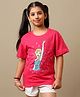 Kidsville Cotton Knit Disney Frozen Featuring Half Sleeves Elsa Printed Tee - Pink