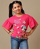 Kidsville Cotton Knit Disney Mickey & Friends Featuring Half Sleeves Minnie Mouse Printed Tee - Dark Pink