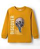 Lazy Bones Sinker Knit Full Sleeves T-Shirt With Space Theme Print - Yellow