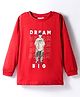 Lazy Bones Sinker Knit Full Sleeves T-Shirt with Text Graphic - Red