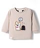 Ollypop Interlock Knit Full Sleeves T-Shirt With Dog Embriodery - Ivory