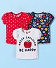 Babyhug Cotton Knit Half Sleeves T-Shirt with Floral & Polka Dot Print Pack of 3 - Red White & Navy Blue